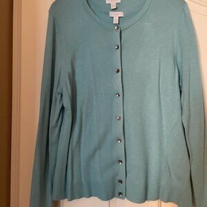 Charter Club Seafoam Cardigan & Tank Sweater Set, L/XL
